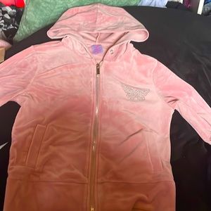 Light pink velvet cropped zip up